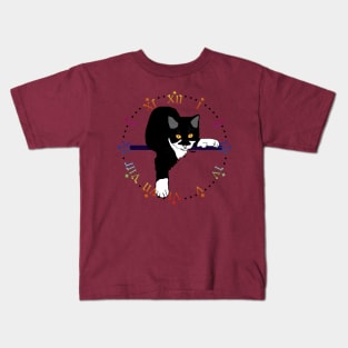 Cute Tuxedo Cat Clock 3:33 AM Copyright TeAnne Kids T-Shirt